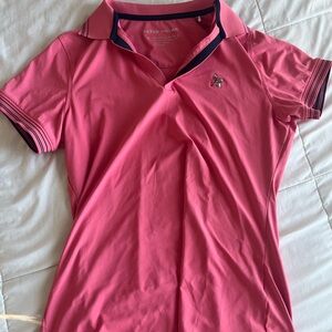 Peter Millar Pink Polo Shirt with Embroidered Detail